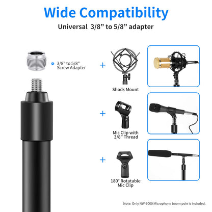 NEEWER NW-7000 Microphone Boom Arm Pole - Extendible de 3/8" a 5/8"