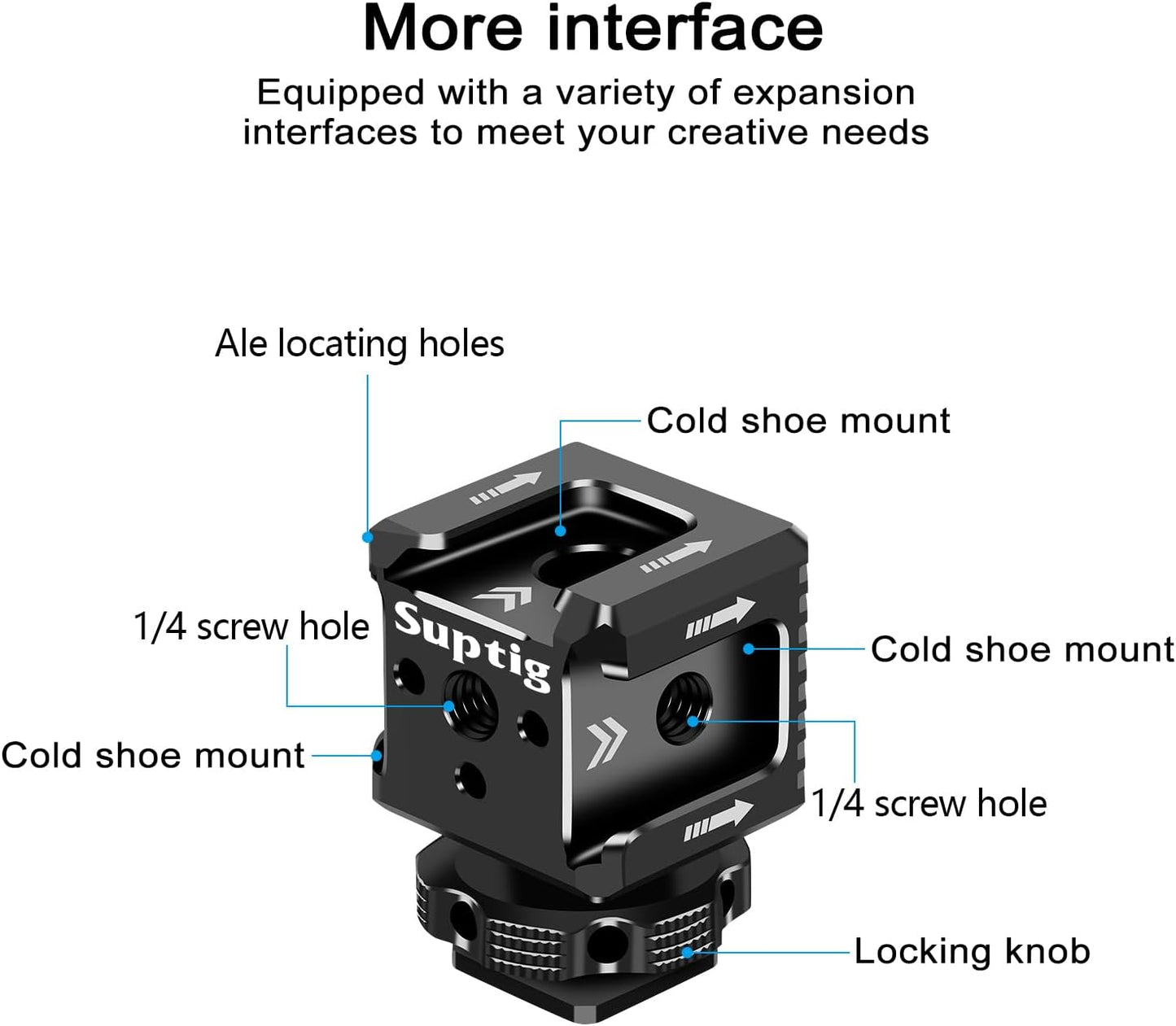 Suptig 3 Port Cold Shoe Mount with 1/4"-20 Thread for Camera Cage Flash LED Monitor Microphone etc.