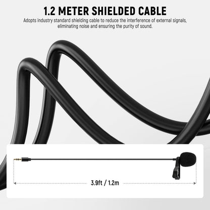 Micrófonos de solapa NEEWER CM5 (2 Cables), 3.9ft/1.2m - Omnidirectional Condenser 3.5mm