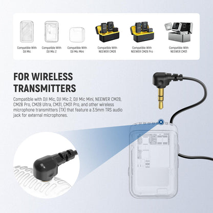 Micrófonos de solapa NEEWER CM5 (2 Cables), 3.9ft/1.2m - Omnidirectional Condenser 3.5mm