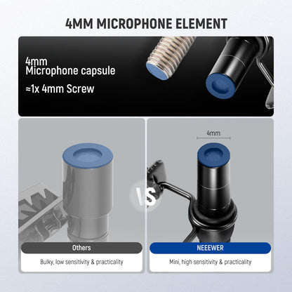 Micrófonos de solapa NEEWER CM5 (2 Cables), 3.9ft/1.2m - Omnidirectional Condenser 3.5mm