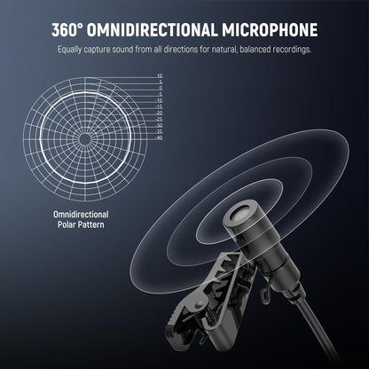 Micrófonos de solapa NEEWER CM5 (2 Cables), 3.9ft/1.2m - Omnidirectional Condenser 3.5mm