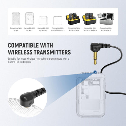 Micrófonos de solapa NEEWER CM5 (2 Cables), 3.9ft/1.2m - Omnidirectional Condenser 3.5mm