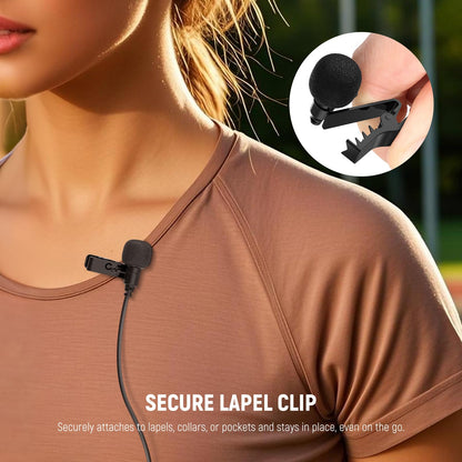 Micrófonos de solapa NEEWER CM5 (2 Cables), 3.9ft/1.2m - Omnidirectional Condenser 3.5mm