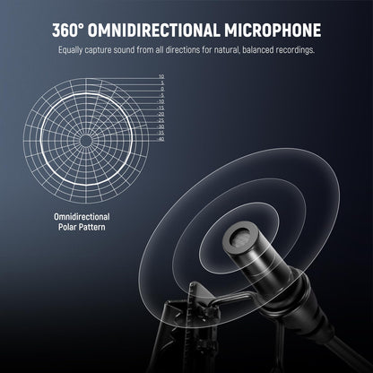 Micrófonos de solapa NEEWER CM5 (2 Cables), 3.9ft/1.2m - Omnidirectional Condenser 3.5mm