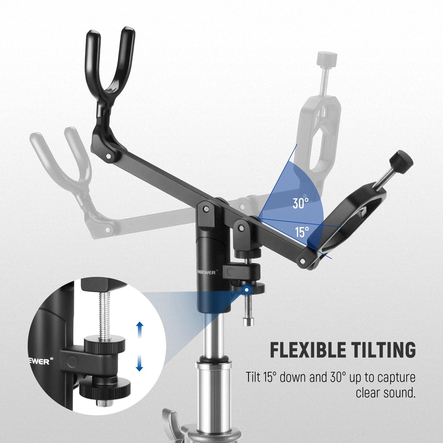 Soporte NEEWER para Boom Pole de 5/8". Ajuste -15°/+30° Tilt