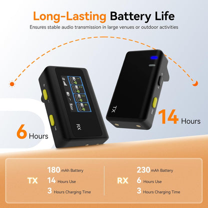 Sistema de 4 micrófonos de solapa inalámbricos, Compatible con iPhone, Android, Camera