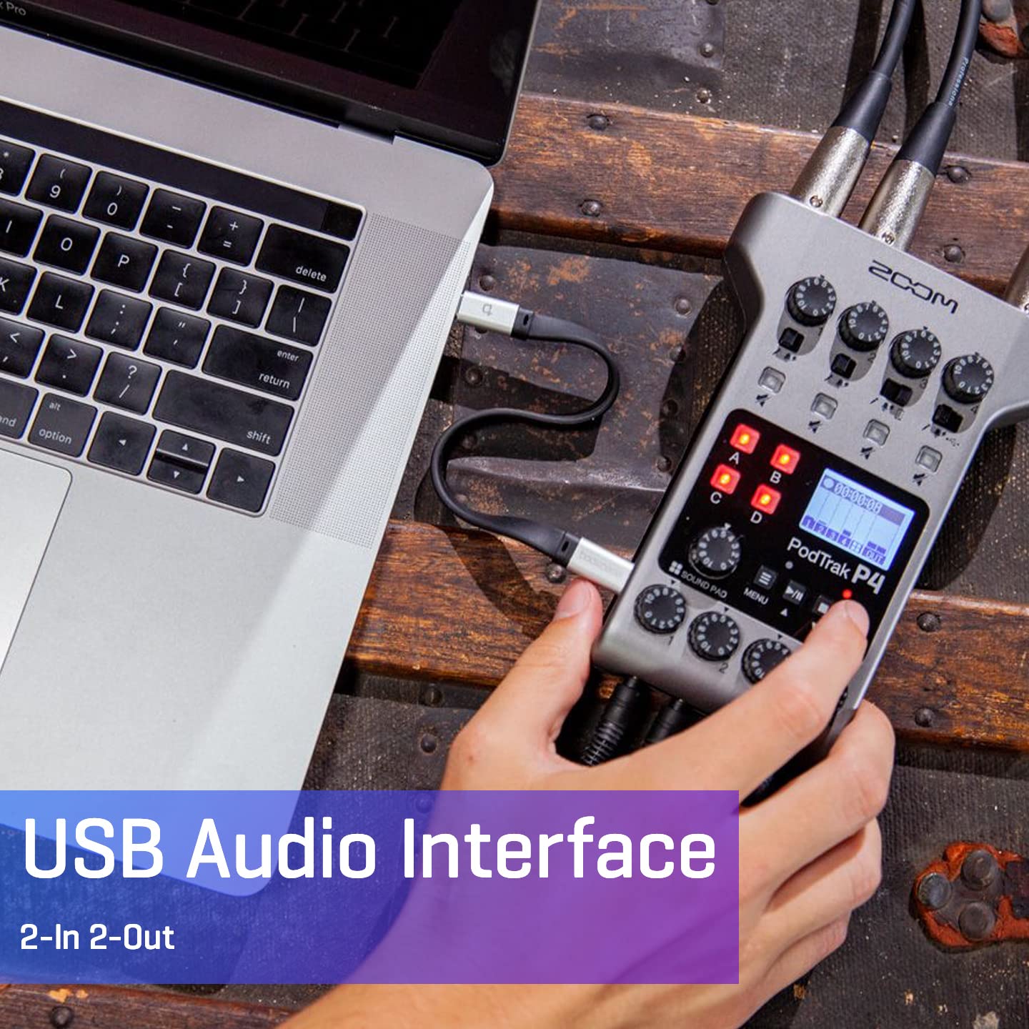 Zoom PodTrak P4 Podcast Recorder, Battery Powered.