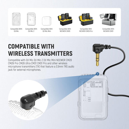 Micrófonos de solapa NEEWER CM5 (2 Cables), 3.9ft/1.2m - Omnidirectional Condenser 3.5mm
