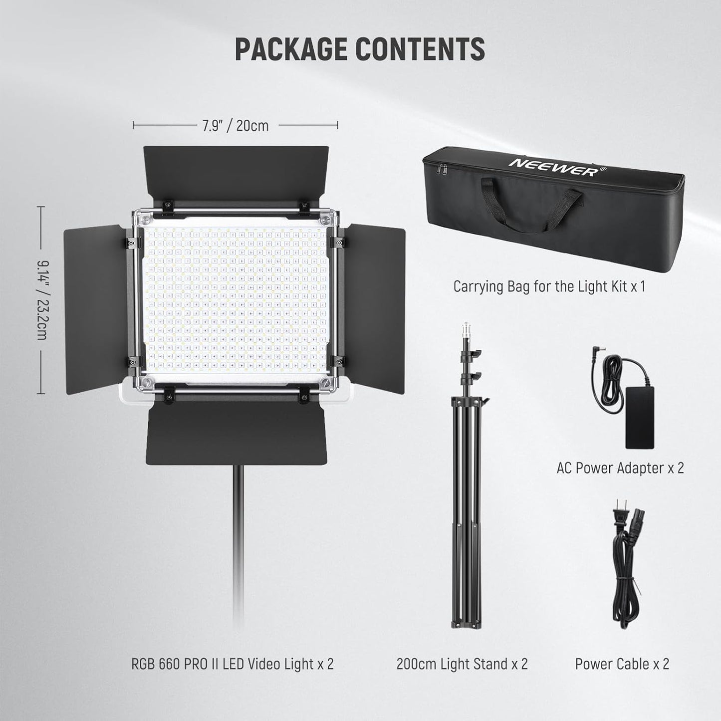 Luces LED NEEWER Upgraded 660 PRO II RGB con App Control & Tripodes