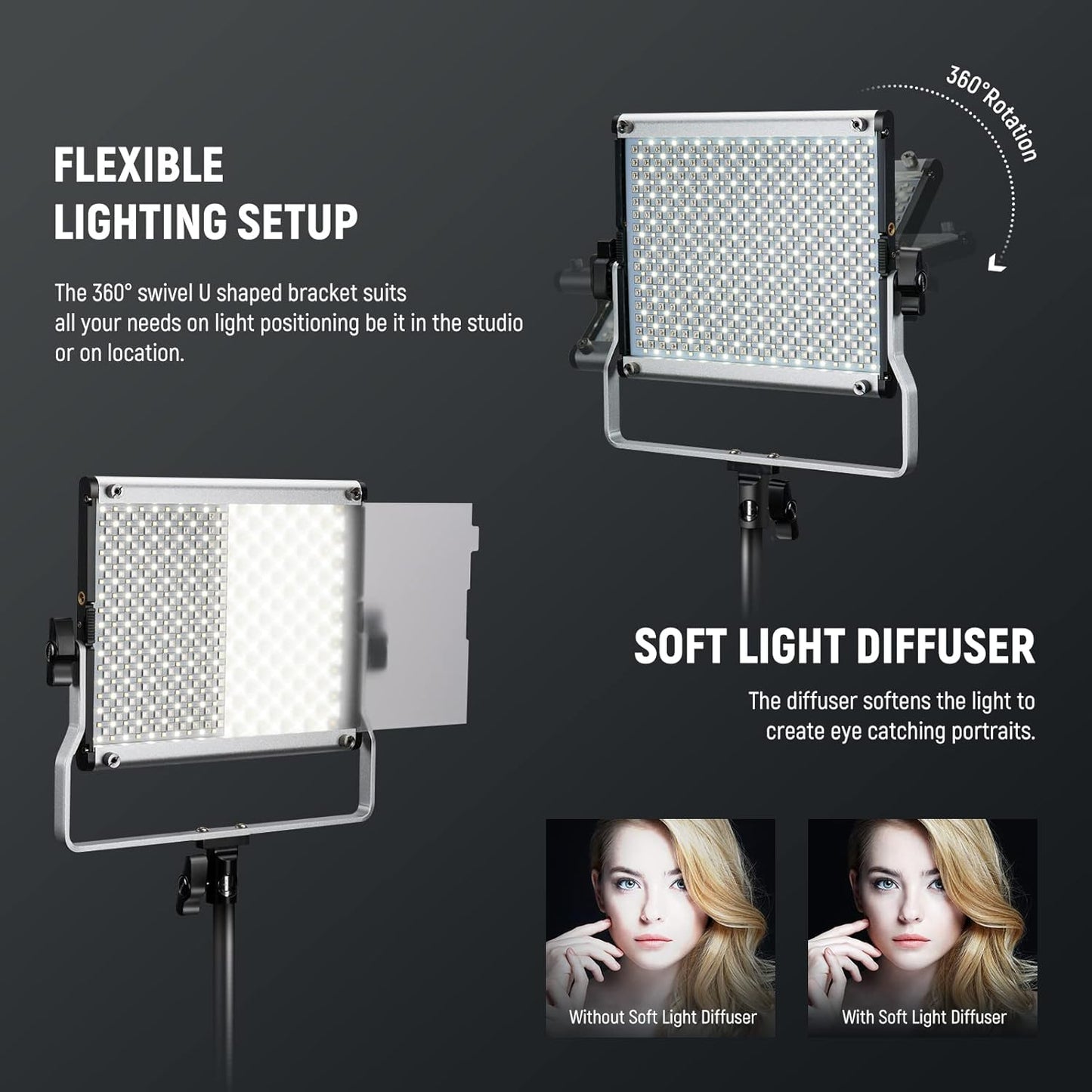 Luces LED NEEWER Upgraded 660 PRO II RGB con App Control & Tripodes