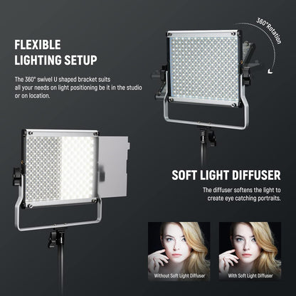 Luces LED NEEWER Upgraded 660 PRO II RGB con App Control & Tripodes