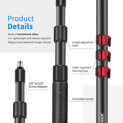 NEEWER NW-7000 Microphone Boom Arm Pole - Extendible de 3/8" a 5/8"