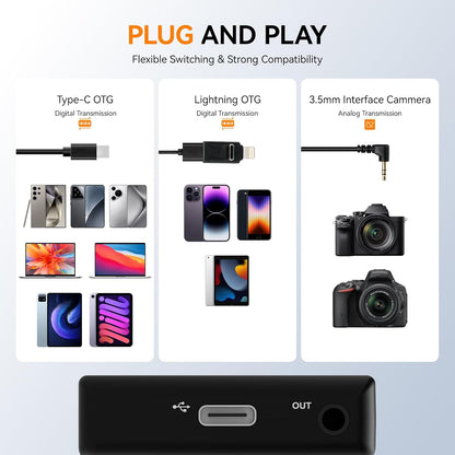 Sistema de 4 micrófonos de solapa inalámbricos, Compatible con iPhone, Android, Camera