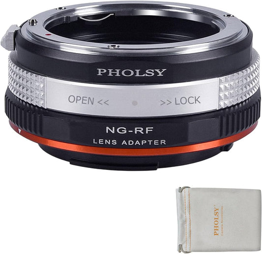 PHOLSY Lens Mount Adapter for Nikkor G/F/AI/AIS/D/AF-S Lens Compatible with Nikon F (G-Type) Lens to Canon EOS RF Mount Camera Body, Lens Adapter with Aperture Control Ring