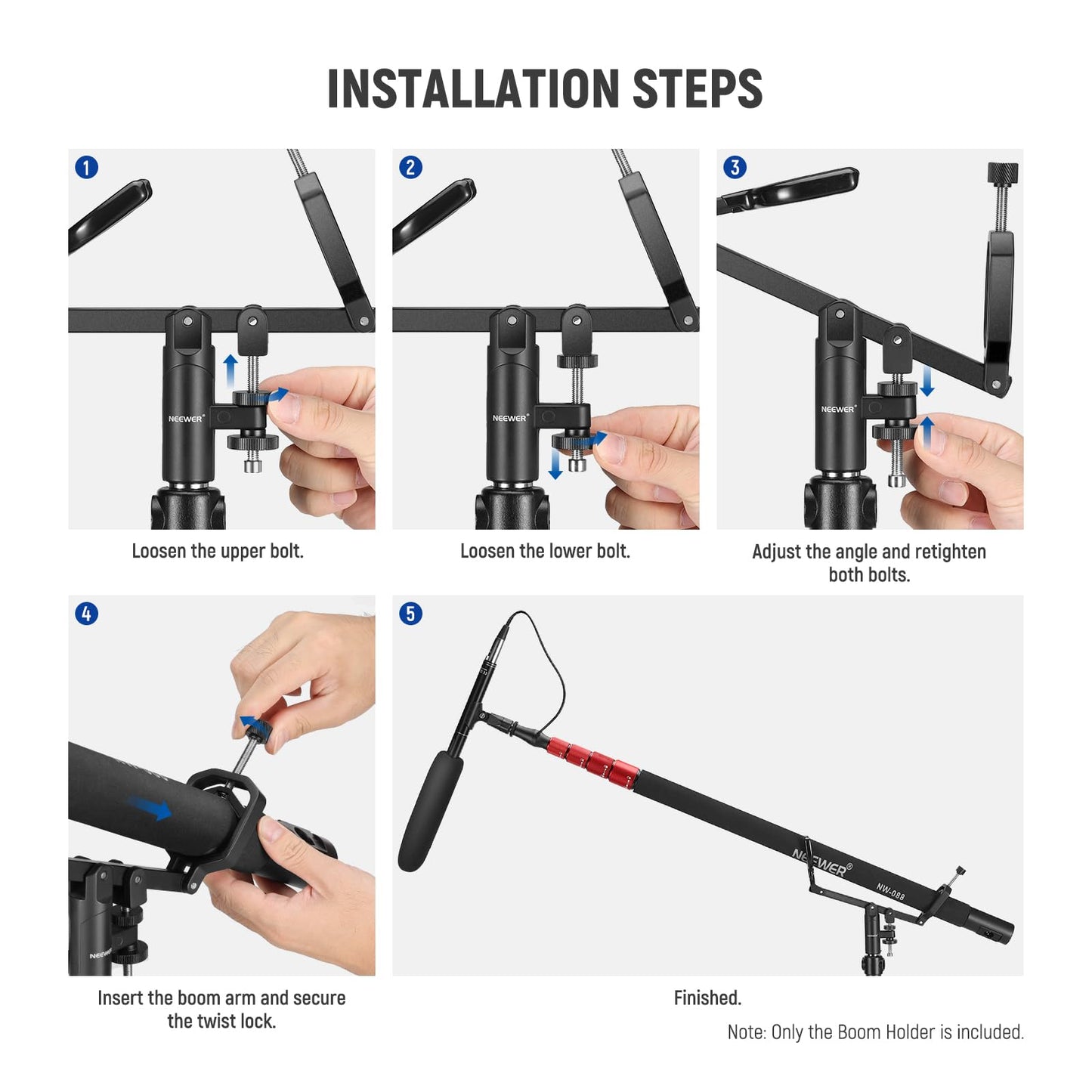 Soporte NEEWER para Boom Pole de 5/8". Ajuste -15°/+30° Tilt