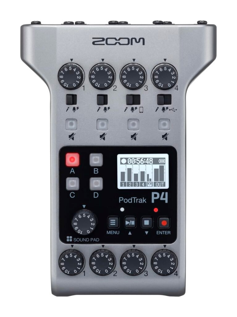 Zoom PodTrak P4 Podcast Recorder, Battery Powered.