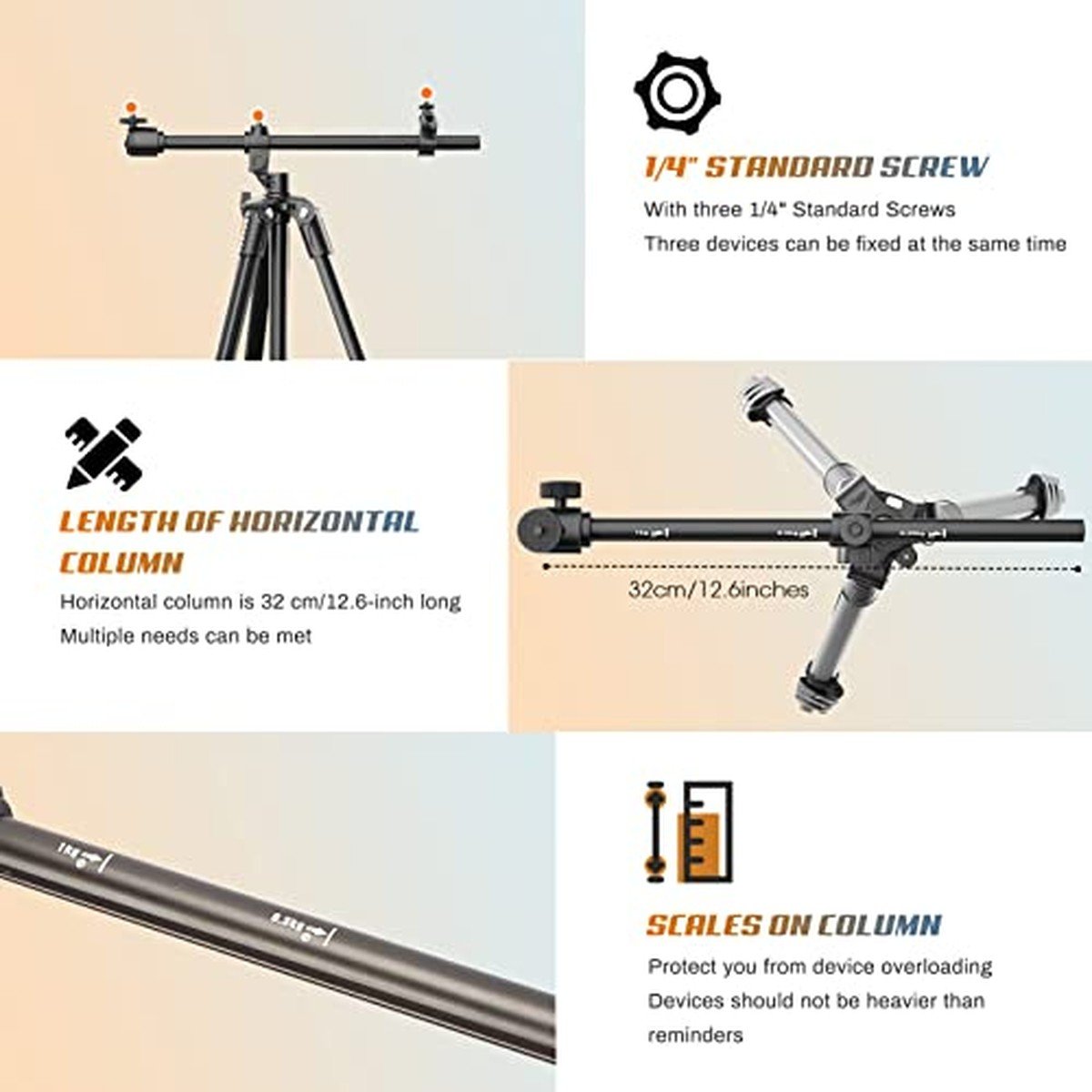 Lusweimi Tripode 67" con Brazo Horizontal y Control Remoto - Imagen 2