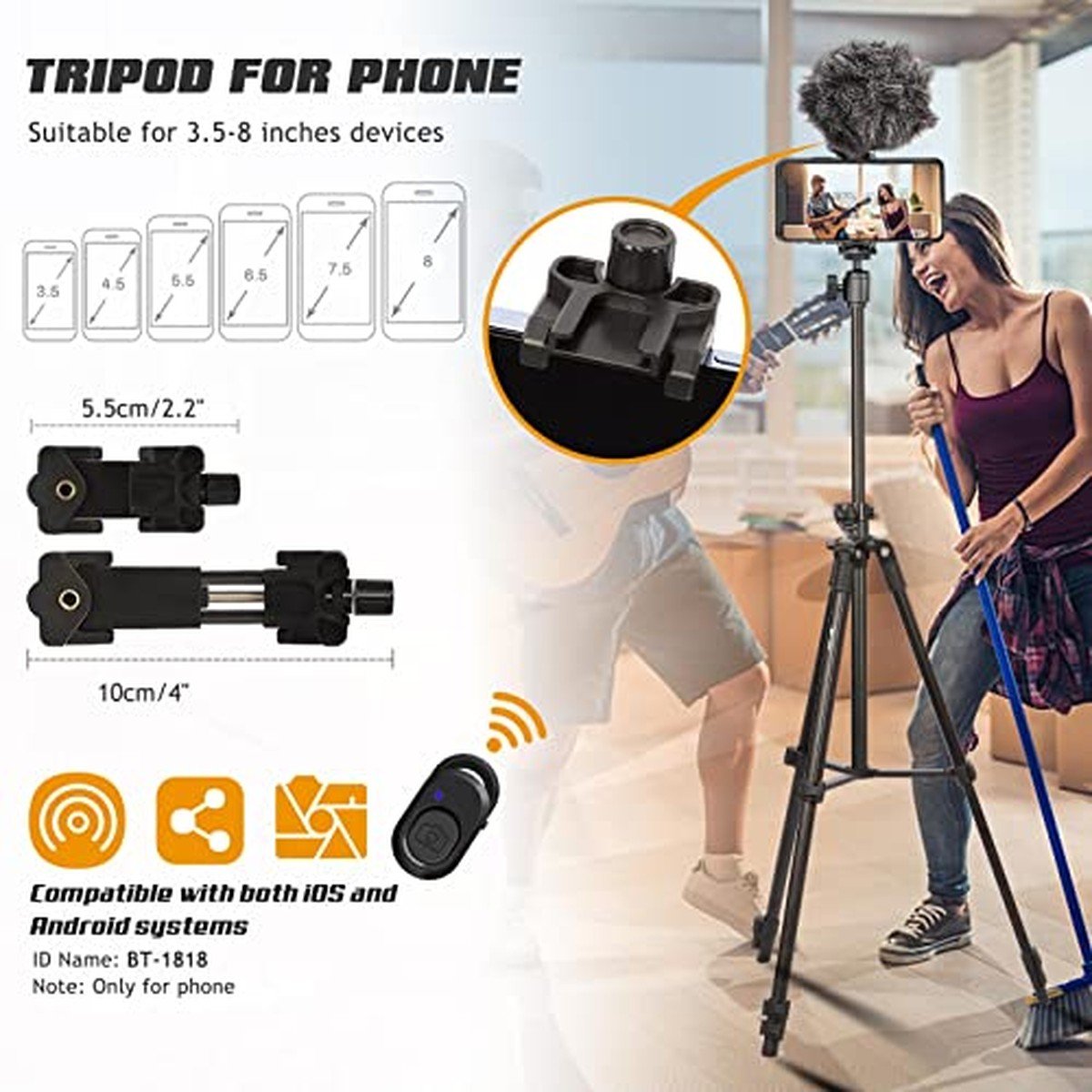 Lusweimi Tripode 67" con Brazo Horizontal y Control Remoto - Imagen 3