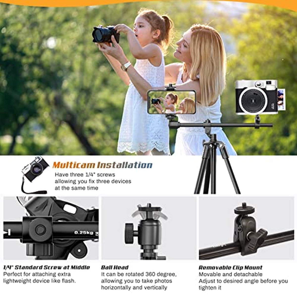 Lusweimi Tripode 67" con Brazo Horizontal y Control Remoto - Imagen 4